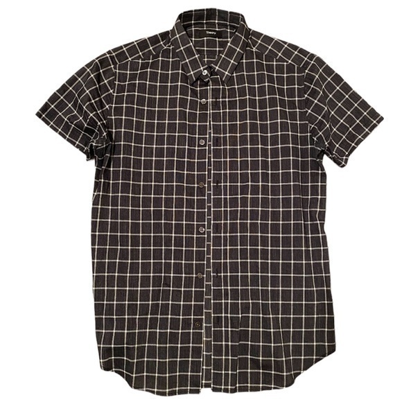 Theory black and white short sleeve button down - Picture 1 of 5
